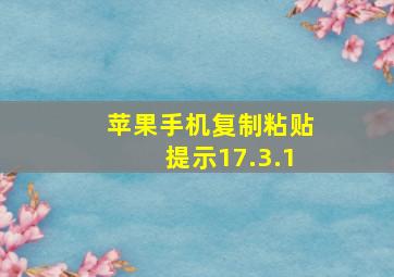 苹果手机复制粘贴提示17.3.1