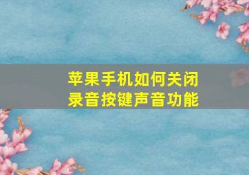 苹果手机如何关闭录音按键声音功能