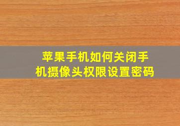 苹果手机如何关闭手机摄像头权限设置密码