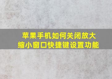 苹果手机如何关闭放大缩小窗口快捷键设置功能