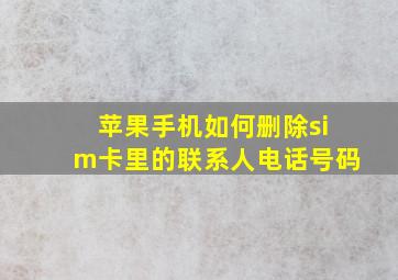 苹果手机如何删除sim卡里的联系人电话号码