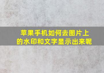 苹果手机如何去图片上的水印和文字显示出来呢