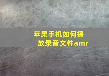 苹果手机如何播放录音文件amr