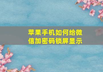 苹果手机如何给微信加密码锁屏显示