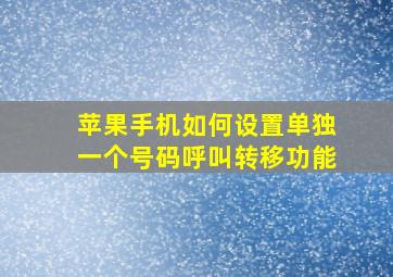 苹果手机如何设置单独一个号码呼叫转移功能