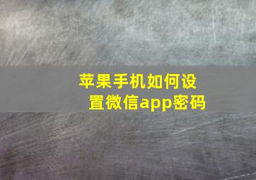 苹果手机如何设置微信app密码