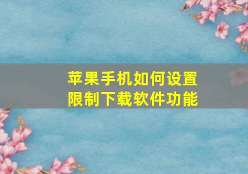 苹果手机如何设置限制下载软件功能