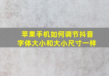 苹果手机如何调节抖音字体大小和大小尺寸一样