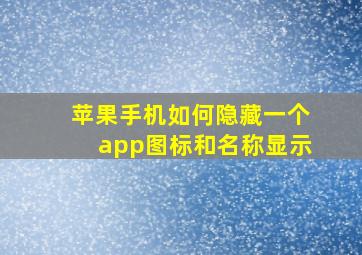 苹果手机如何隐藏一个app图标和名称显示