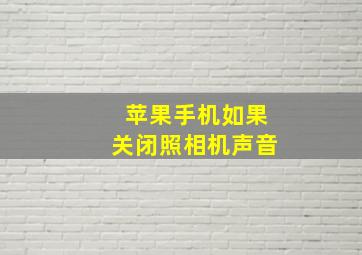 苹果手机如果关闭照相机声音