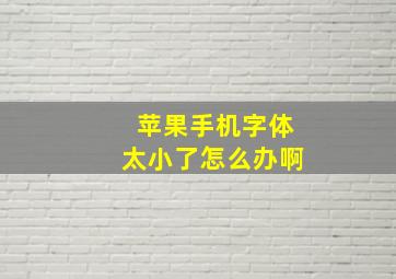 苹果手机字体太小了怎么办啊