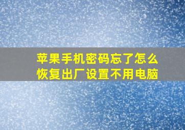 苹果手机密码忘了怎么恢复出厂设置不用电脑