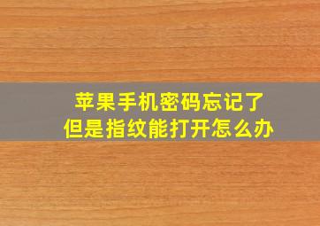 苹果手机密码忘记了但是指纹能打开怎么办