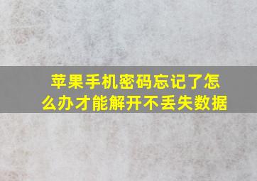 苹果手机密码忘记了怎么办才能解开不丢失数据