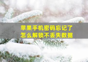 苹果手机密码忘记了怎么解锁不丢失数据