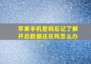 苹果手机密码忘记了解开后数据还在吗怎么办