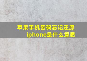 苹果手机密码忘记还原iphone是什么意思