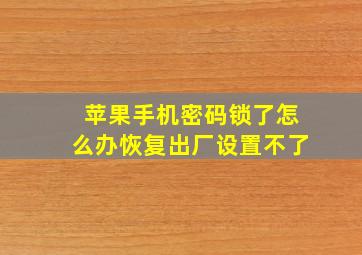 苹果手机密码锁了怎么办恢复出厂设置不了