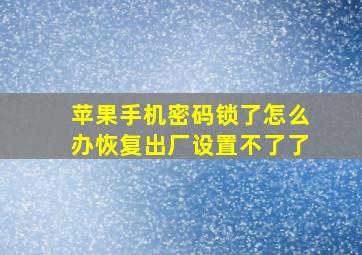 苹果手机密码锁了怎么办恢复出厂设置不了了