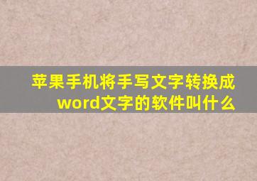 苹果手机将手写文字转换成word文字的软件叫什么