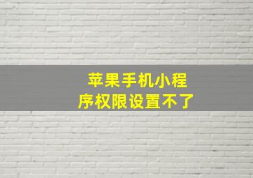 苹果手机小程序权限设置不了