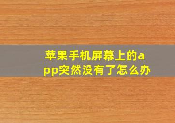 苹果手机屏幕上的app突然没有了怎么办