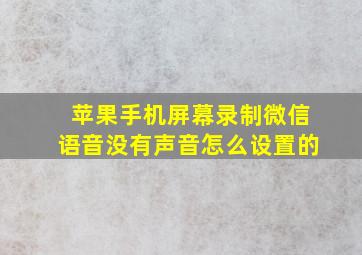 苹果手机屏幕录制微信语音没有声音怎么设置的