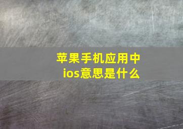 苹果手机应用中ios意思是什么