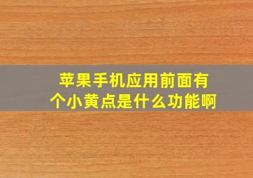 苹果手机应用前面有个小黄点是什么功能啊