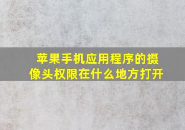 苹果手机应用程序的摄像头权限在什么地方打开