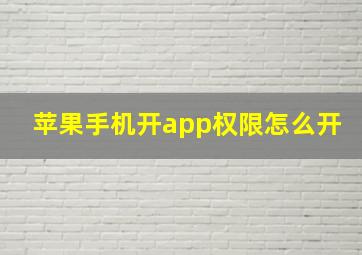 苹果手机开app权限怎么开