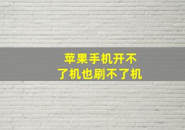 苹果手机开不了机也刷不了机