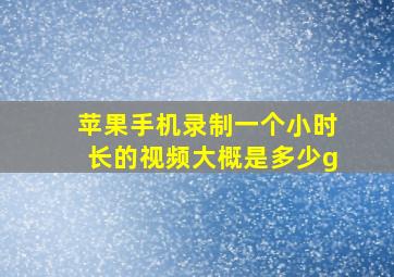 苹果手机录制一个小时长的视频大概是多少g