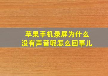 苹果手机录屏为什么没有声音呢怎么回事儿