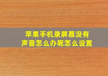 苹果手机录屏幕没有声音怎么办呢怎么设置