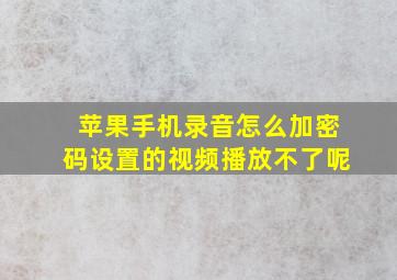 苹果手机录音怎么加密码设置的视频播放不了呢