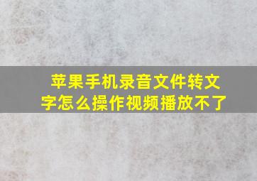 苹果手机录音文件转文字怎么操作视频播放不了