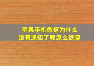 苹果手机微信为什么没有通知了呢怎么恢复