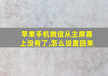 苹果手机微信从主屏幕上没有了,怎么设置回来