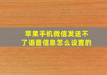 苹果手机微信发送不了语音信息怎么设置的