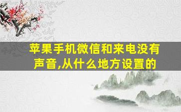 苹果手机微信和来电没有声音,从什么地方设置的