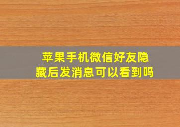 苹果手机微信好友隐藏后发消息可以看到吗