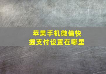 苹果手机微信快捷支付设置在哪里