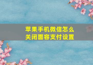 苹果手机微信怎么关闭面容支付设置