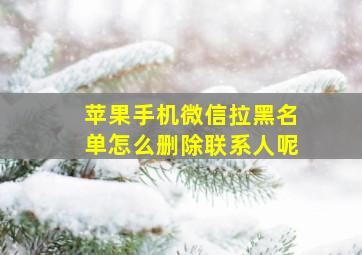 苹果手机微信拉黑名单怎么删除联系人呢