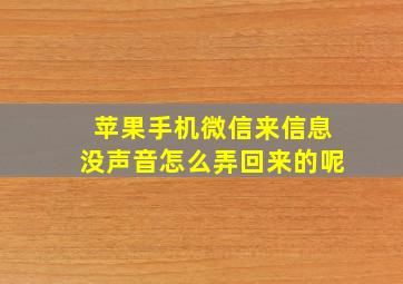 苹果手机微信来信息没声音怎么弄回来的呢