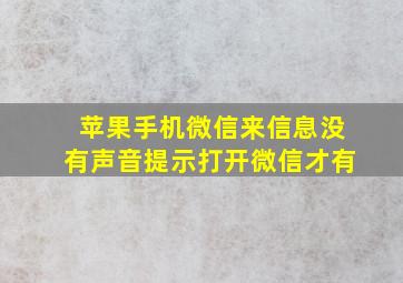 苹果手机微信来信息没有声音提示打开微信才有