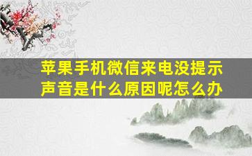 苹果手机微信来电没提示声音是什么原因呢怎么办