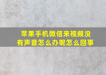 苹果手机微信来视频没有声音怎么办呢怎么回事