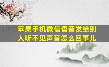 苹果手机微信语音发给别人听不见声音怎么回事儿